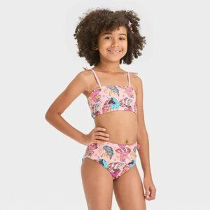 NEW Girls' Afro Unicorn 'Unicorn Printed' Bikini Set - Orange M